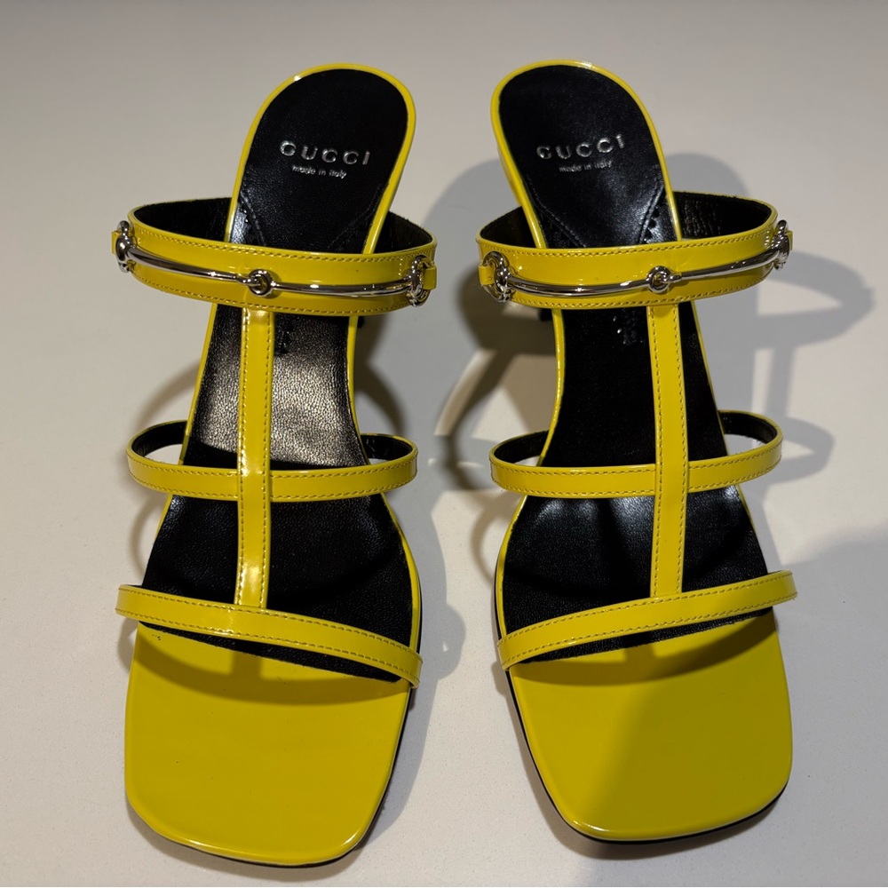 Gucci Yellow Women's Slim Horsebit Slide Sandals | Size: 39 Brand New $920 - Picture 7 of 15